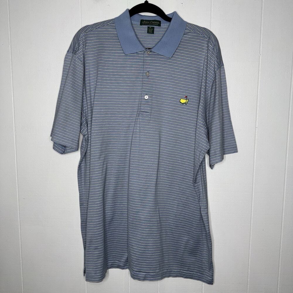 Amen Corner Men’s Masters Golf Polo Shirt Striped Blue Size XL